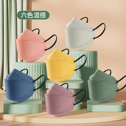 Morandi Colored KN95 Face Masks – 3D Fish & Willow Leaf Shape, 4-Layer Protective Mask for Men & Women
