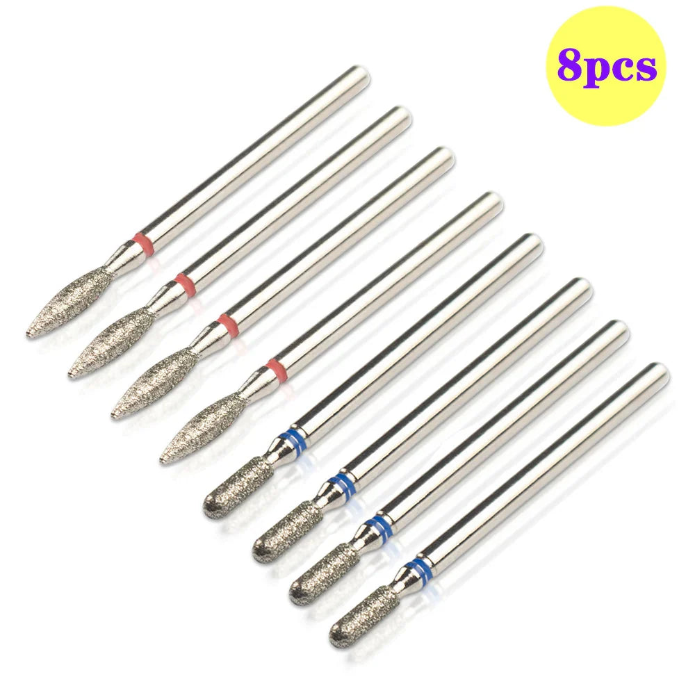 8pcs Diamond Nail Drill Bit Set - Rotary Electric Milling Cutters for Pedicure, Manicure, Cuticle Burr & Nail Tools Accessories