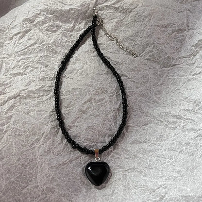 Y2K Opal Pendant Necklace - Fashion Punk Bohemian Metal Chain Jewelry for Women & Girls