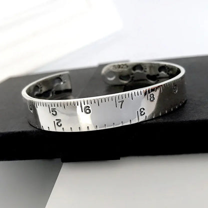 925 Sterling Silver Ruler Bracelet — Creative Footprint Roman Numeral Bangle TYB120