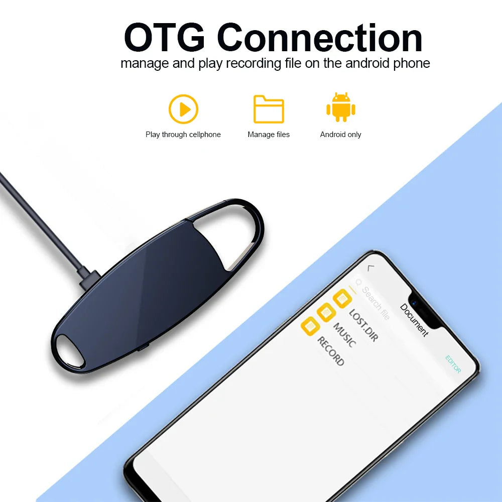 Vandlion V13 USB Digital Voice Recorder – One-Button Record, OTG MP3 Flash Drive, Hi-Fi Noise Reduction Dictaphone