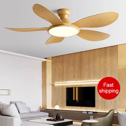 52-inch Modern LED Ceiling Fan — 60W Low Floor DC Motor, 35W Light, Remote Control, 110-220V