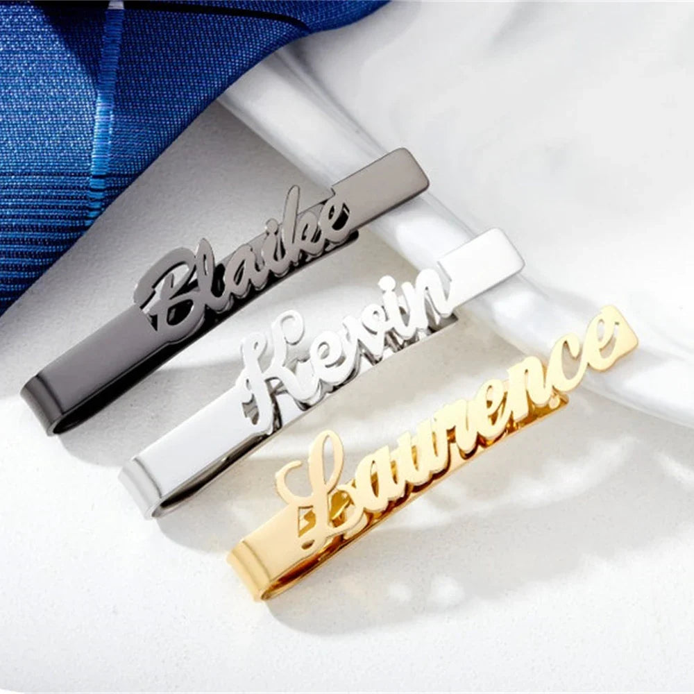 Personalized Tie Clip for Men – Custom Name Stainless Steel Tie Bar, Perfect for Husband & Groomsmen Gifts
