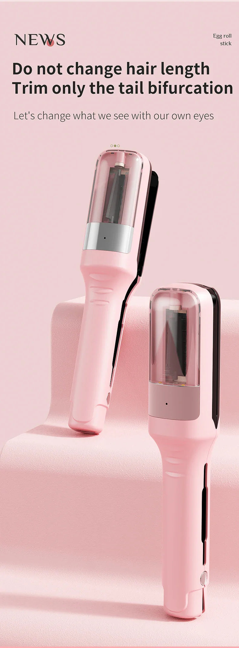 Cordless Hair Ends Trimmer – Professional Automatic Split End Remover for Dry, Damaged, Brittle Hair