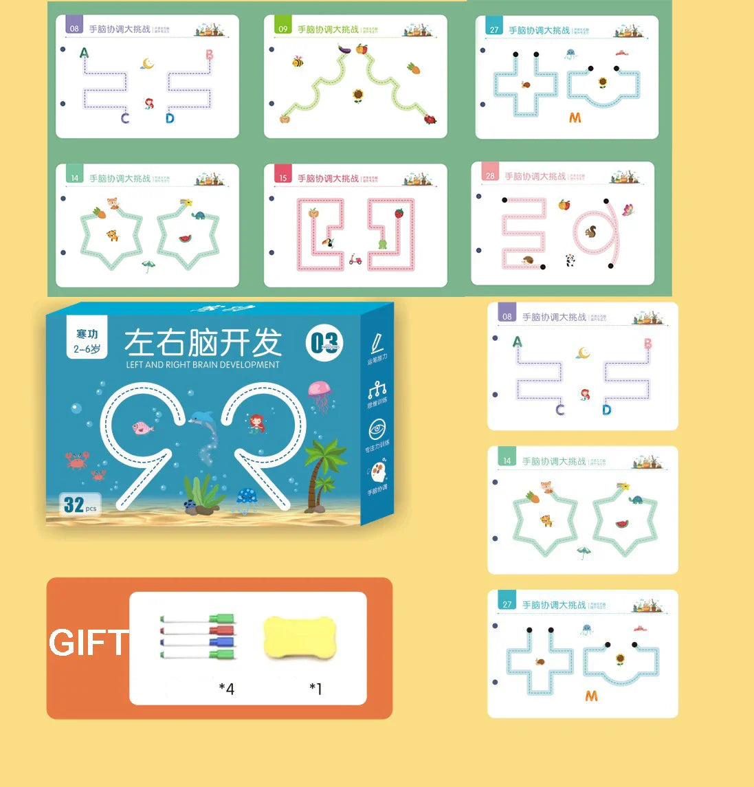 Magical Reusable Tracing Workbook – Montessori Drawing Practice & Control Training Copybook for Kids