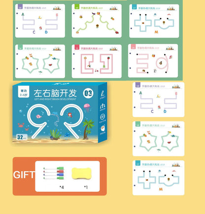 Magical Reusable Tracing Workbook – Montessori Drawing Practice & Control Training Copybook for Kids