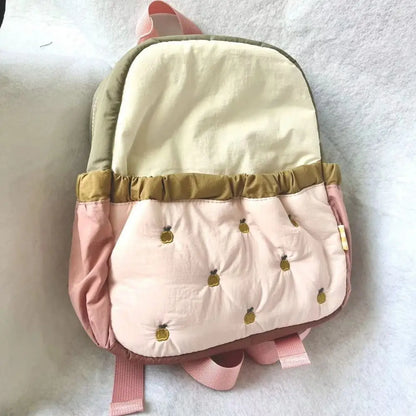New Little Apple Backpack | Sweet Large Capacity Student Laptop Bag, Lightweight Embroidered Handbag