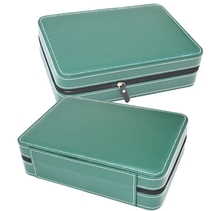 Portable Watch Storage Box Organizer - 6/10/12 Grid Zipper Display Case for Watches & Accessories