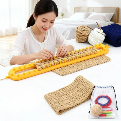 DIY Plastic Weaving Loom Kit - Portable Rectangle Knitting Tool for Handmade Wool Crafts & Sewing Projects