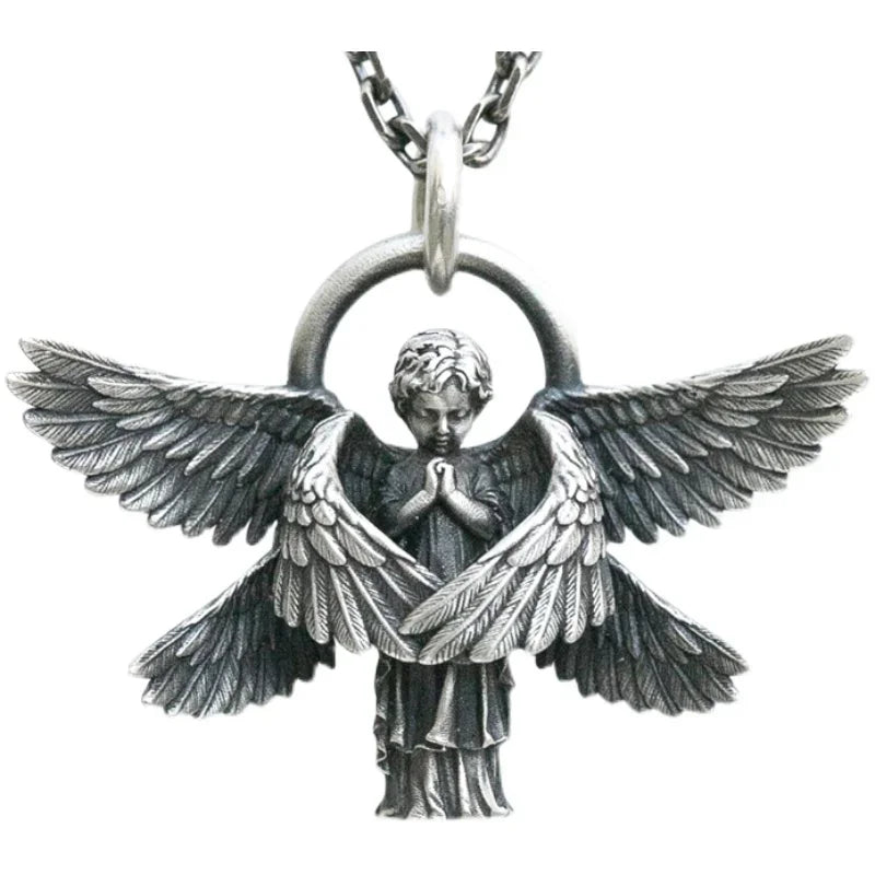 Gothic Skull Jesus Cross Necklace – Punk Catholic Amulet Jewelry for Men, Religious Pendant
