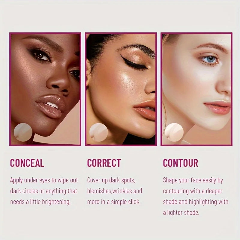 Sponge Head Concealer – Dark Circles, Freckles, Acne & Blemishes Liquid Foundation, Long-Lasting & Moisturizing