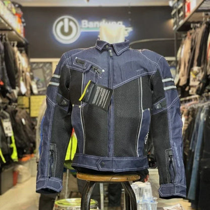 KOMINE JK006 Motorcycle Jacket — Spring Breathable Denim Mesh Racing Jacket with High-Performance Drop Resistance