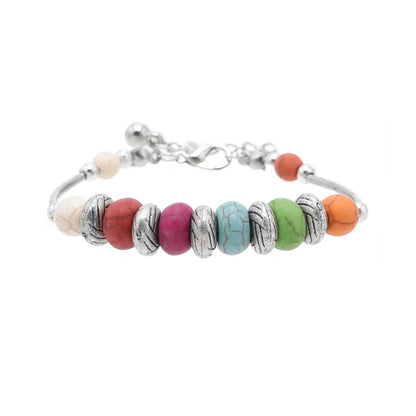 Gypsy Boho Tibetan Turquoise Bracelet for Women & Men – Vintage Elastic Ethnic Bangle Jewelry