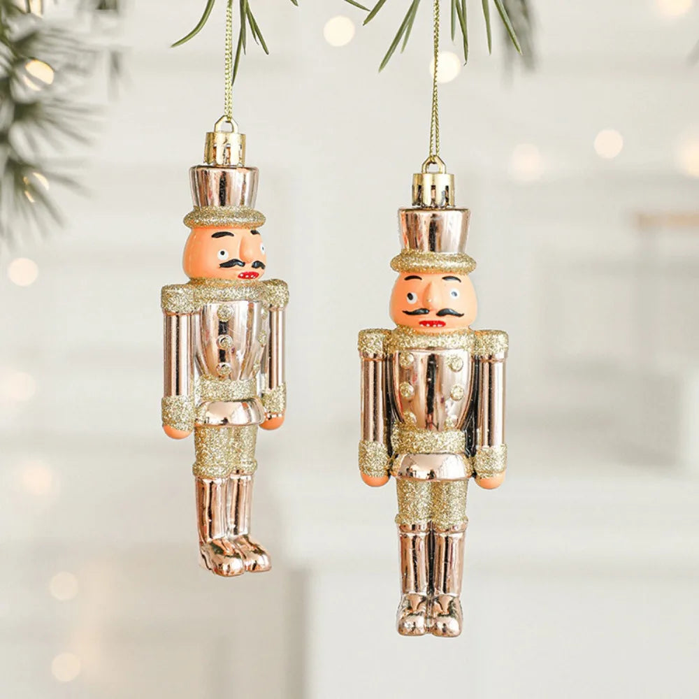 2PCS Red & White Christmas Hanging Ornaments – Plastic Santa Claus Tree Decorations for Holiday Party & Festival Supplies