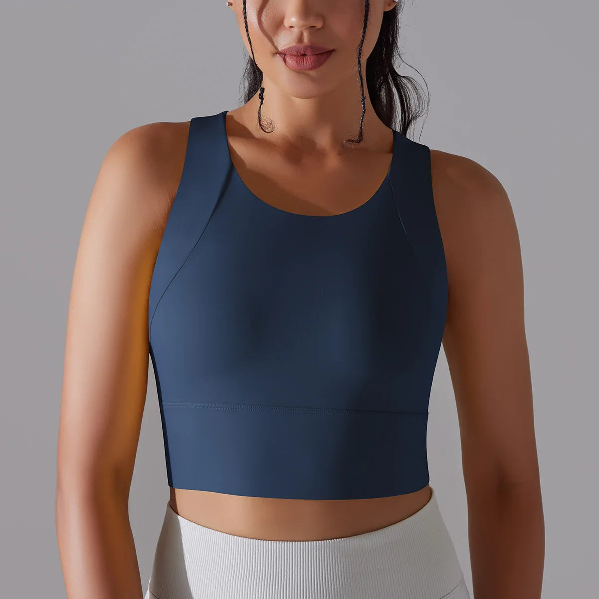 Women's Nylon Sports Bra – Elastic Yoga Crop Top, Stretch Gym Fitness Bra for Training & Activewear