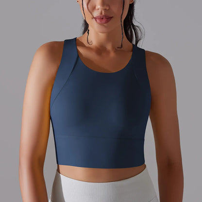 Women's Nylon Sports Bra – Elastic Yoga Crop Top, Stretch Gym Fitness Bra for Training & Activewear