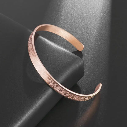 Ayatul Kursi Sutra Cuff Bracelet – Stainless Steel Islamic Calligraphy, Arabic God Messenger Jewelry