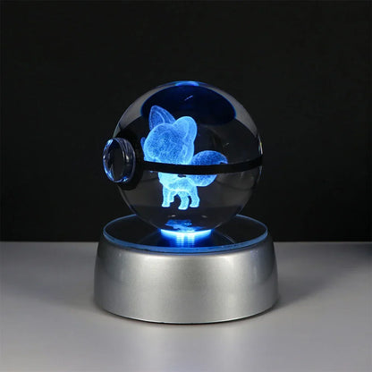 Pokémon 3D Crystal Ball LED Night Light – Pikachu Gengar Eevee Mewtwo Pokéball Base Lamp Kids Birthday & Home Decor Gift