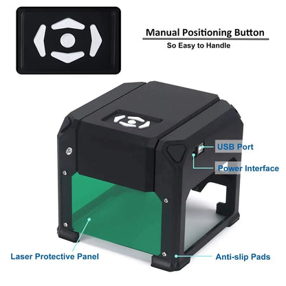 CNC K4 Mini Laser Engraver – 3000mW Bluetooth Engraving Machine for Wood, Leather, MDF & Paper