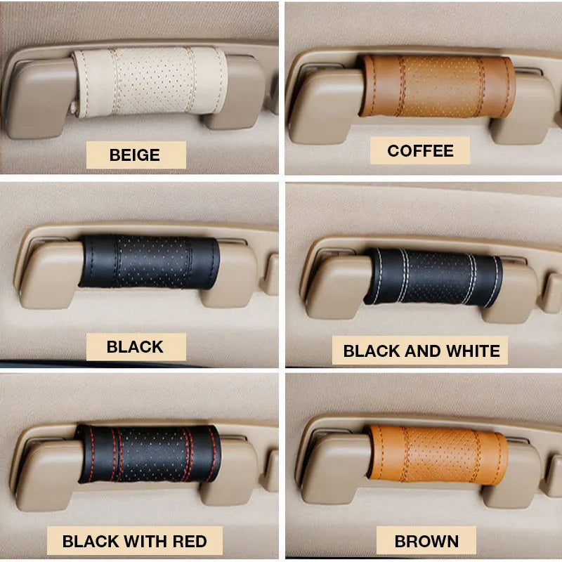 Universal Auto Interior Door Handle Protective Case: Breathable PU Leather Roof Pull Handle Cover - Non-Slip & Warm, Available in 1 or 2 Pieces