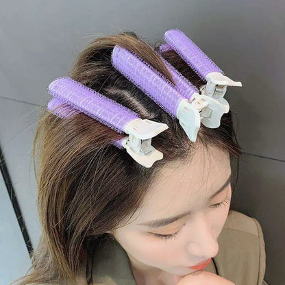 2Pcs Fluffy Bangs Hair Root Clips - Lazy Hair Top Styling Curling Barrel, Portable Korean Hair Rollers