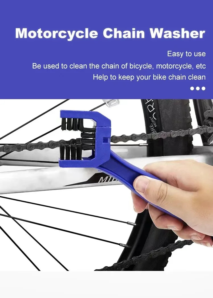 Motorcycle Chain Brush Cleaner — Plastic Bike & Moto Scrubber, Outdoor Chain Cleaning Tool for Road & Maintenance