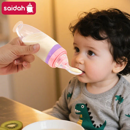 120ml Infant Silicone Food Squeeze Feeder – Baby Fruit Puree & Rice Paste Dispenser with Detachable Spoon