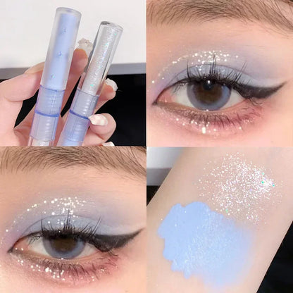 2-in-1 Double Head Glitter Liquid Eyeshadow – Waterproof Matte Blue Green Lightweight Summer Eye Makeup