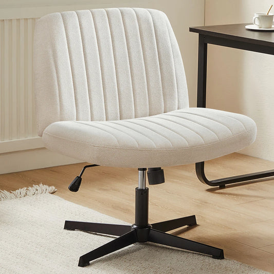 Adjustable Cross Legged Rocking Gaming Chair - Armless Wide Desk Swivel Task Chair for Home Office and Living Room