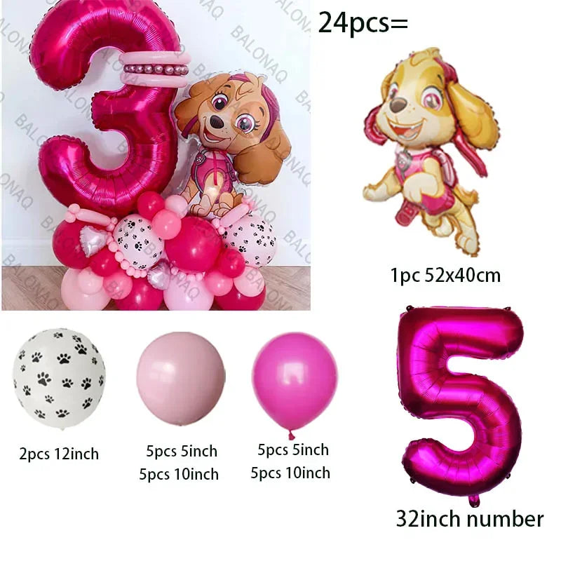 Pink Paw Patrol Party Supplies for Girls – Skye Balloons, Cups, Plates & Tablecloth for Birthday & Baby Shower