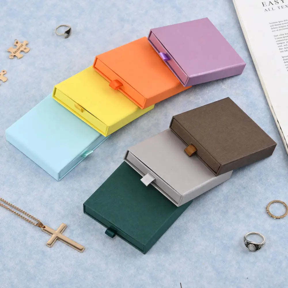 Thick Kraft Paper Jewelry Box — Necklace & Bracelet Display Case Gift Packaging