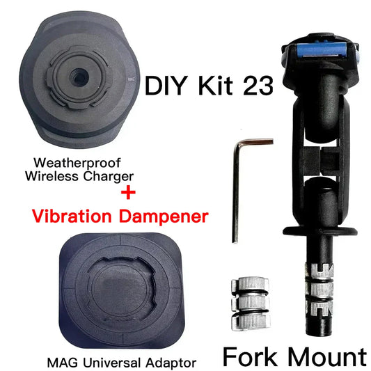 Customized Bicycle & Motorcycle Phone Holder — Fork Stem Handlebar Mount with Dampeners, Brake & Clutch V2 Adaptor
