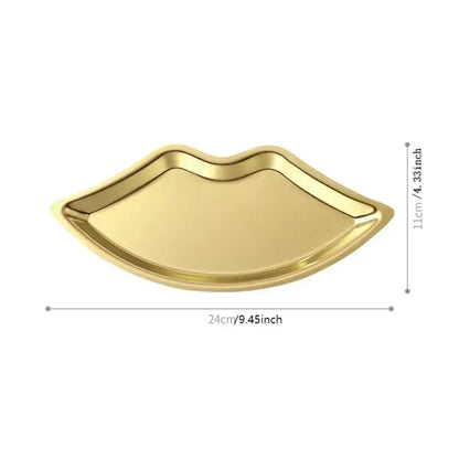 Korean Style Stainless Steel Lip-Shaped Jewelry Tray – Decorative Cosmetic & Jewelry Storage