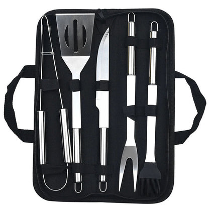 Stainless Steel BBQ Tool Set - Outdoor Barbecue Combo with Portable Storage Cloth Bag, Oven and Baking Tools
