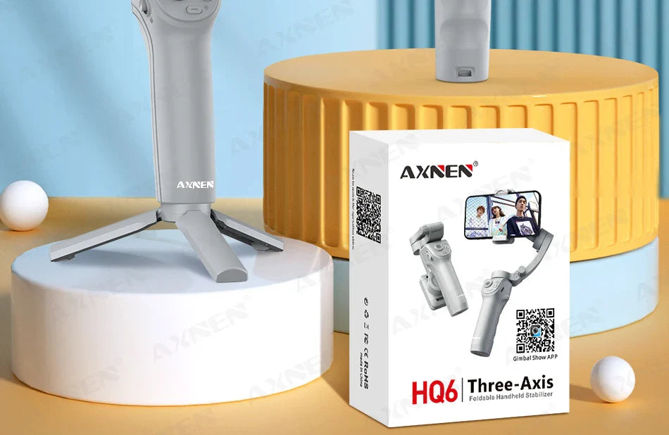 HQ6 3-Axis Gimbal Handheld Stabilizer – With Fill Light, Face Tracking, Anti-Shake for Android & iPhone Video Recording