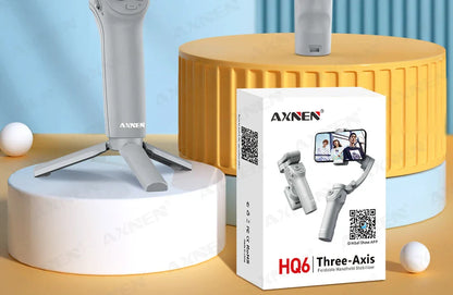 HQ6 3-Axis Gimbal Handheld Stabilizer – With Fill Light, Face Tracking, Anti-Shake for Android & iPhone Video Recording