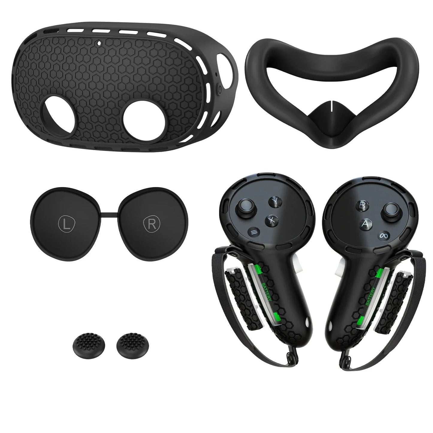 10-in-1 Soft Silicone Controller Case for Meta Quest 3/3S – Headset Grip Protector with Battery Cover, VR Accessory
