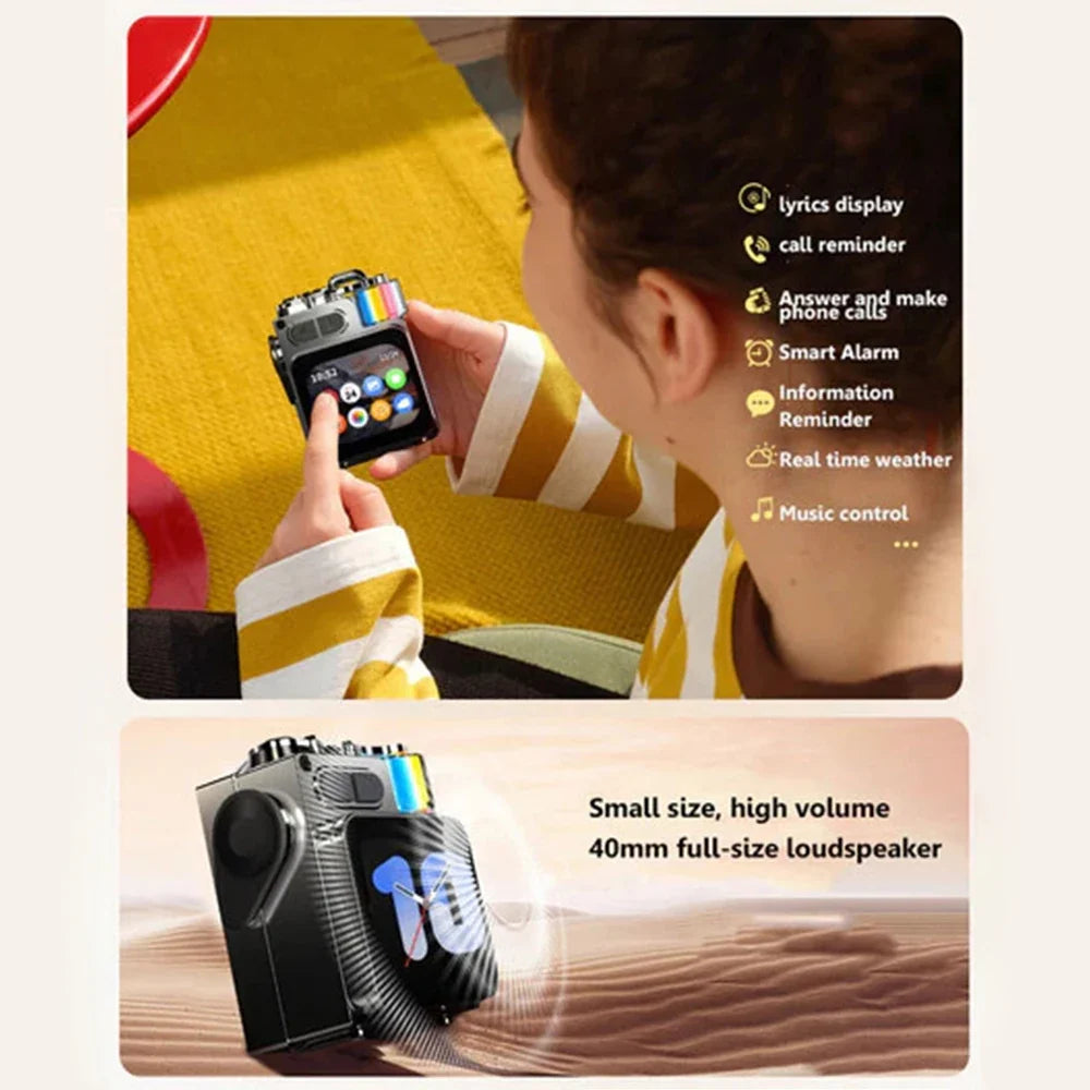RGB Bluetooth Desktop Speaker with LED Display - Wireless Subwoofer, Metal Mechanical Design, Calendar & Alarm Clock