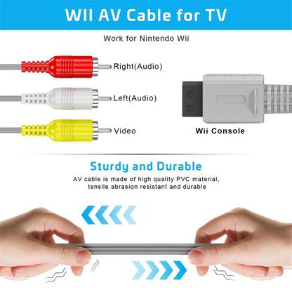 3-in-1 Wired Motion Sensor Bar Kit – AC Power Adapter & Composite AV Cable for Nintendo Wii (EU Plug)