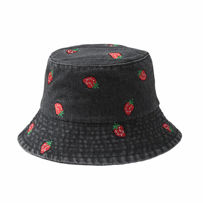 Embroidered Denim Bucket Hat – Summer Beach Fisherman Sun Hat for Men & Women | Cute Travel Cotton Sun Protection Cap, Wholesale Style