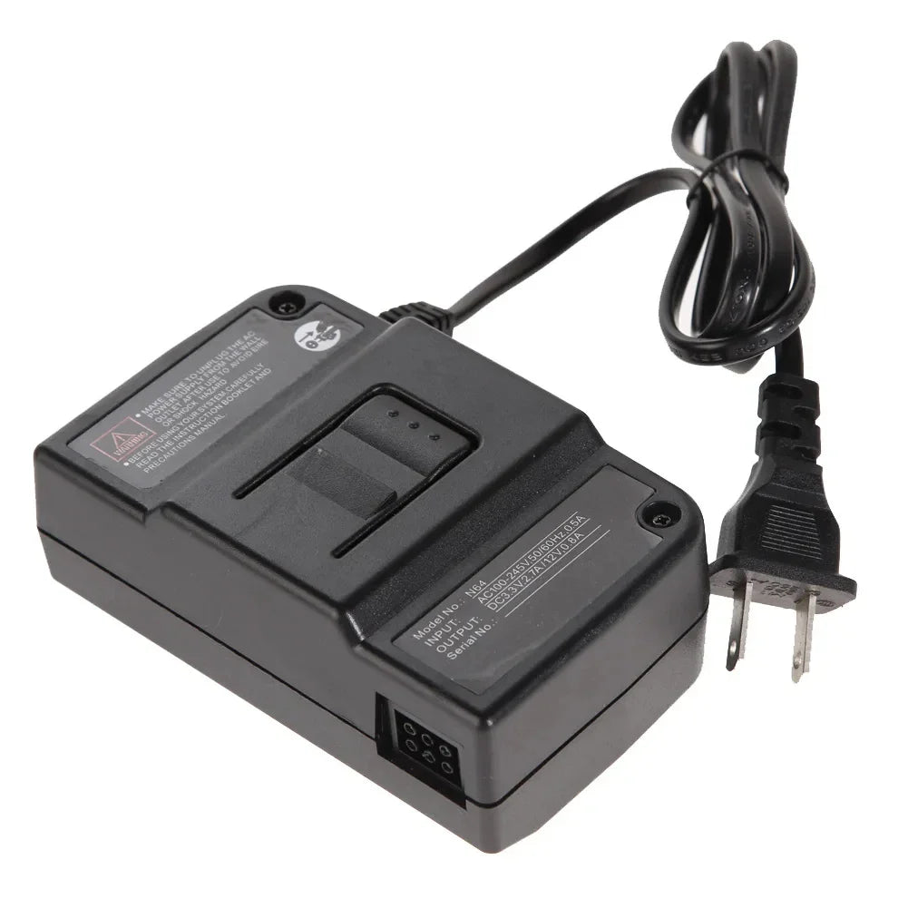 N64 Power Supply & AV Cable – Replacement AC Adapter with Composite Video Cord for Nintendo 64 (US Plug)