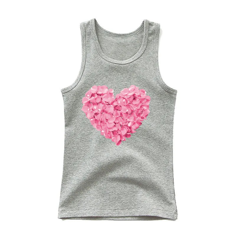 Girls Owl Print Tank Top - Sleeveless Cotton Sports Vest Shirt for Kids 3-14 Years