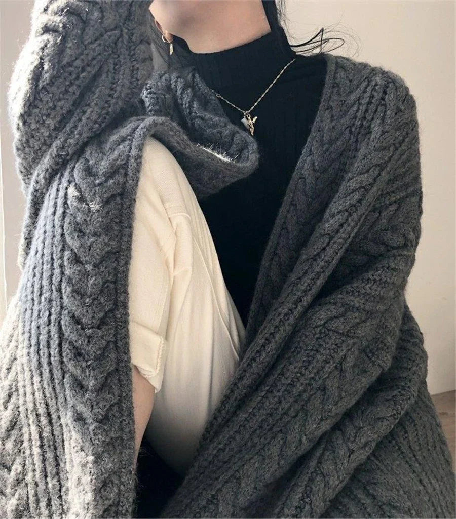 Women's Hollow Out Knitted Cardigan Coat – Casual Loose Fit, Big Size 4XL, Long Gilet Sweater Jacket