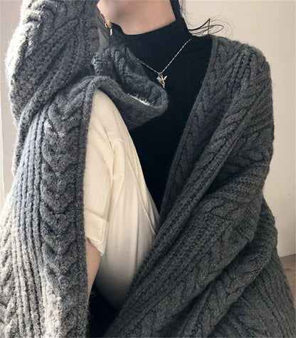 Women's Hollow Out Knitted Cardigan Coat – Casual Loose Fit, Big Size 4XL, Long Gilet Sweater Jacket