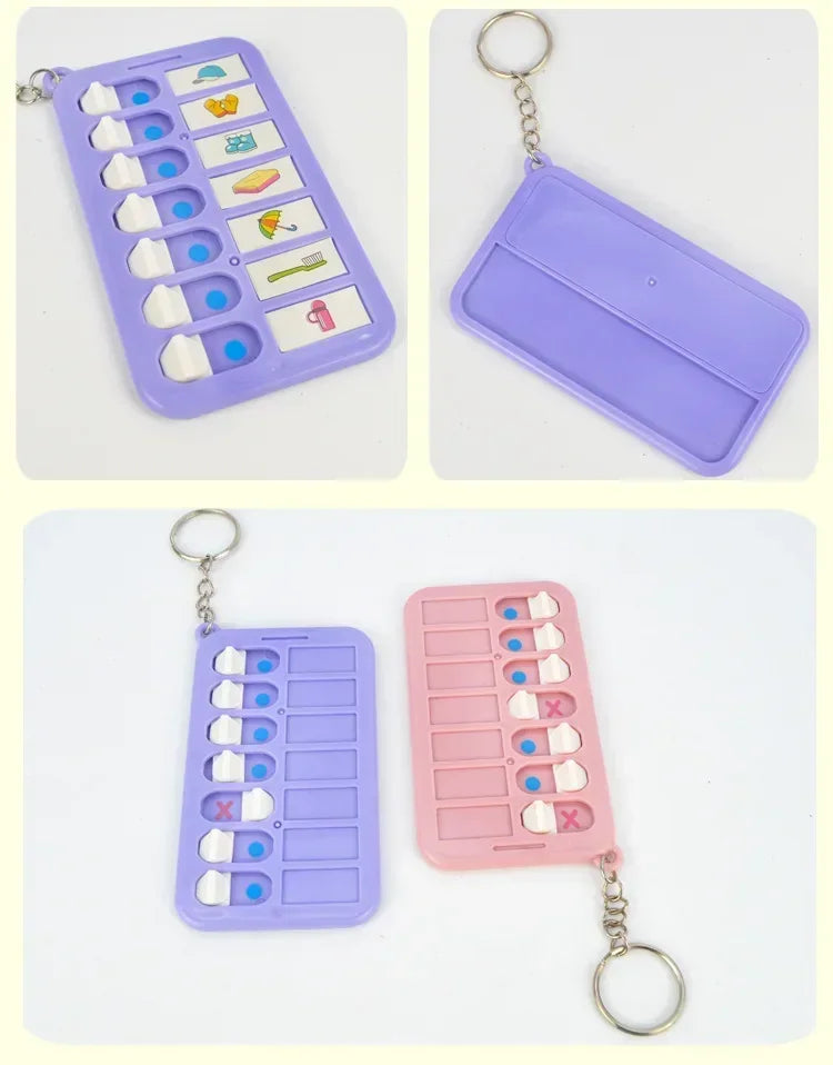 Kids Self-Discipline Checklist Memo Board – Daily Planner To-Do List with Detachable Keychain, Korean Stationery Task Board