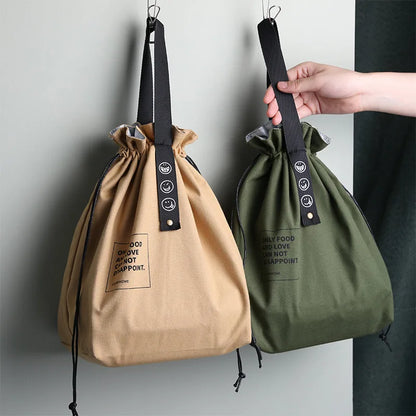 Canvas Lunch Bag – Portable Bento Box Handbag for Outdoor Picnic, School, and Food Storage, Fresh-Keeping Tote Accessory