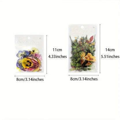 40 Pcs Rose Plant PET Stickers - Flowers & Leaves for Scrapbooking, Diary, Junk Journal & Planner Decoration