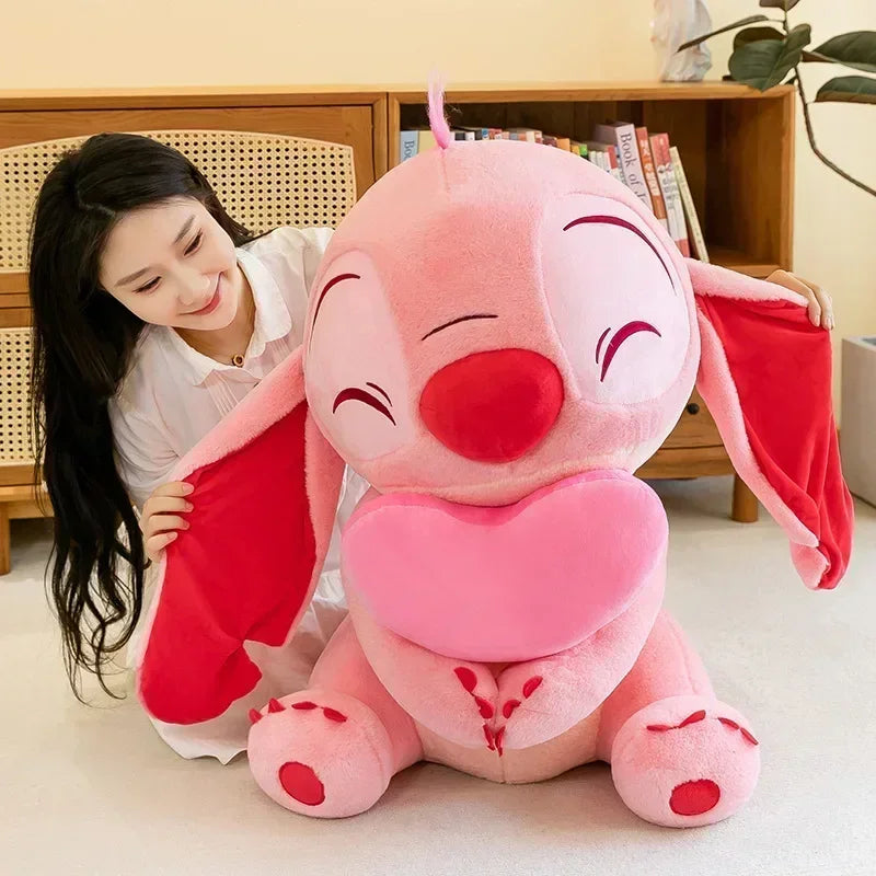 Disney Pink Lilo & Stitch Heart Plush Doll — Cute Cartoon Angel Soft Toy | Kawaii Birthday Gift for Kids