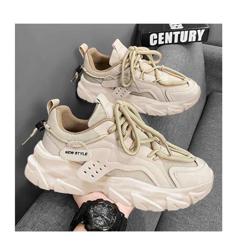 Men's Breathable Casual Sneakers - Thick Soled Soft Soles Tennis Shoes for Outdoor Running & Comfort