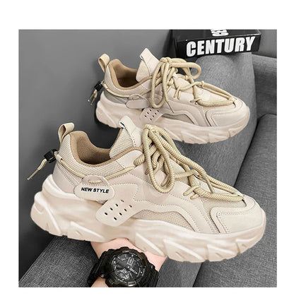 Men's Breathable Casual Sneakers - Thick Soled Soft Soles Tennis Shoes for Outdoor Running & Comfort
